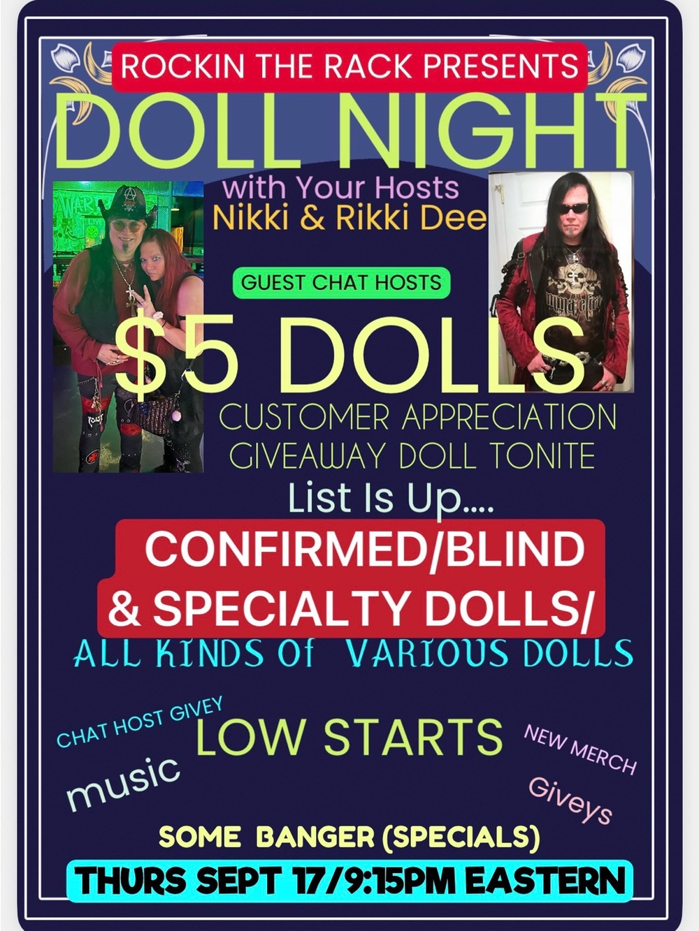 $5 DOLLS/ BANGERS/ CUSTOMER APPRECIATION DRAWING/Giveys/Musik